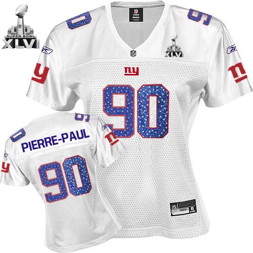 Giants #90 Jason Pierre-Paul White Women's Sweetheart Super Bowl XLVI Stitched NFL Jersey